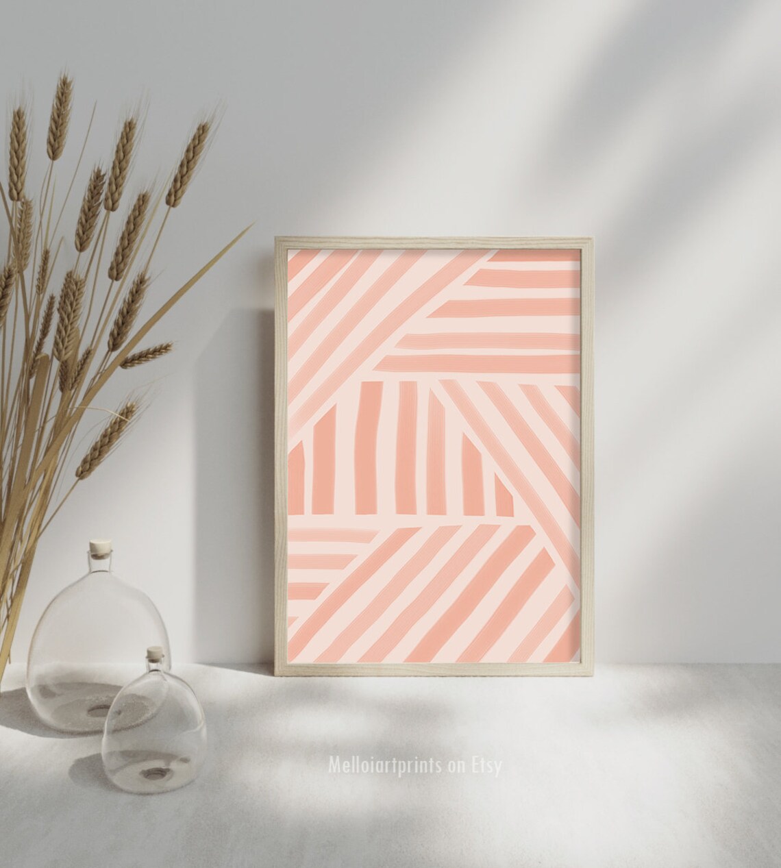 Peach Pink Wall Set Boho Decor Set of 4 Prints Mid Century Etsy