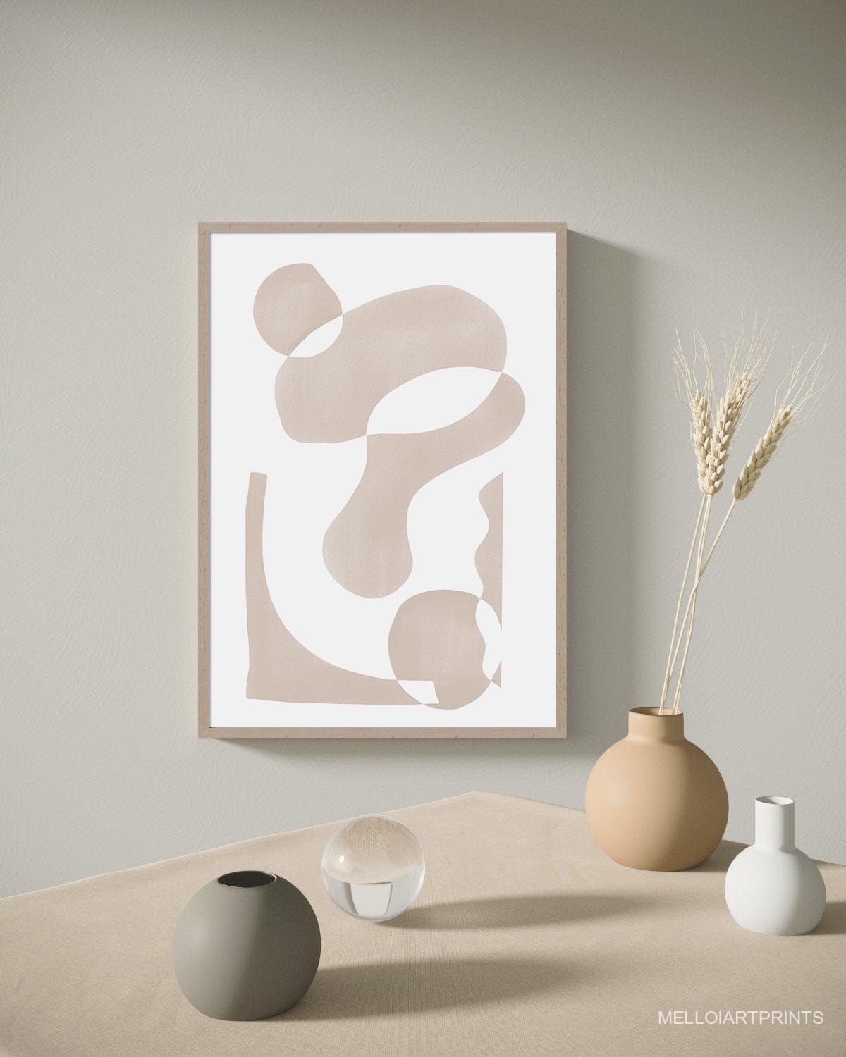 Earth Tone Abstract Art Beige White Print Neutral Color Wall Etsy