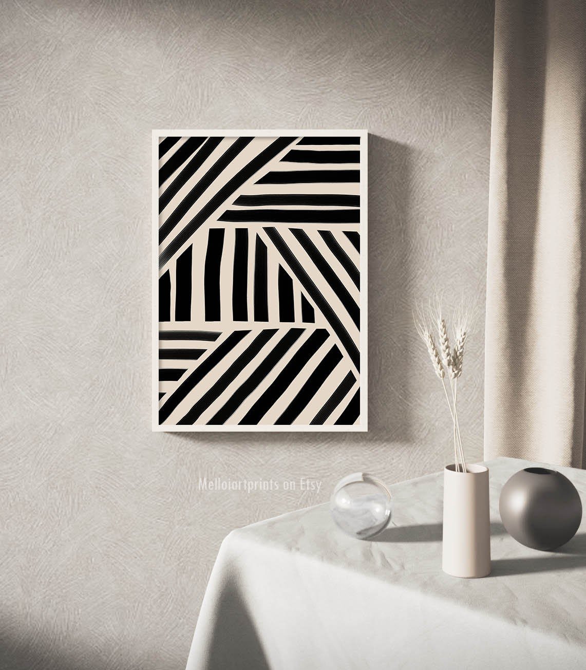 Abstract Art Print Beige & Black Abstract Line Art Neutral Wall Art ...