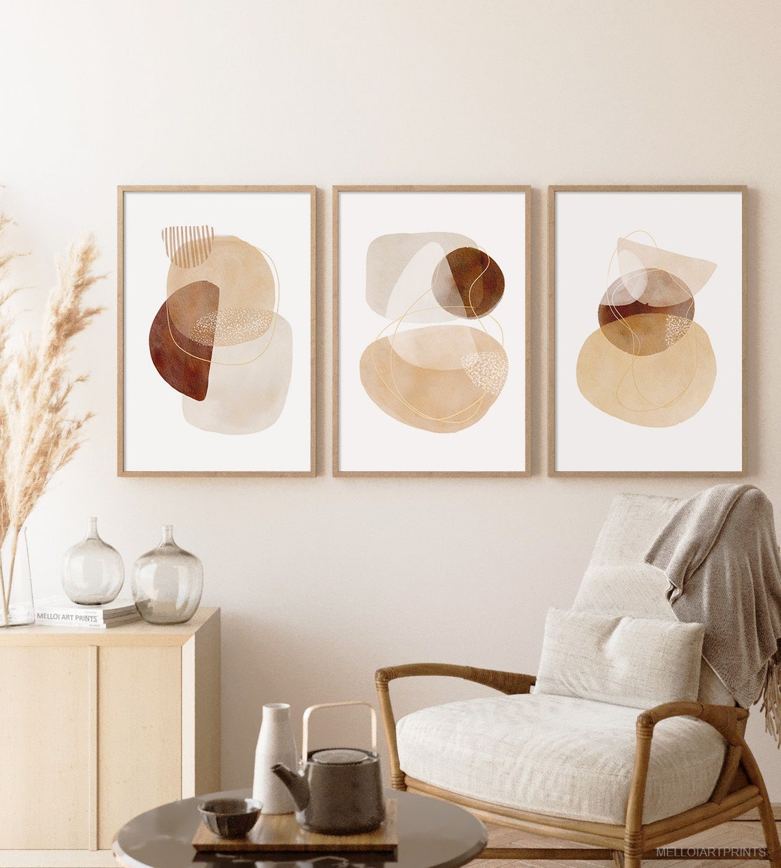 Living Room Wall Decor Set of 3 Print Digital Art Prints Etsy
