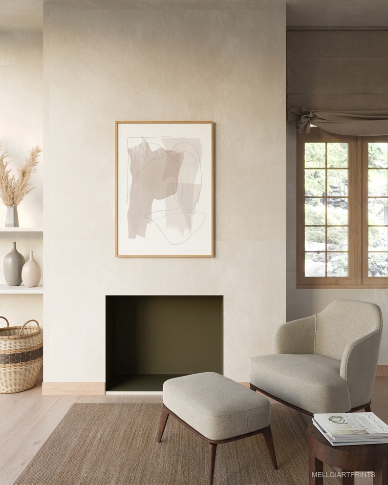 Neutral Abstract Art Beige Gray Print Neutral Color Wall Etsy
