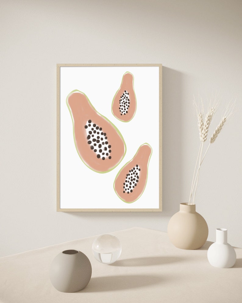 Papaya Print Fruit Wall Art Kitchen Wall Art Instant Etsy
