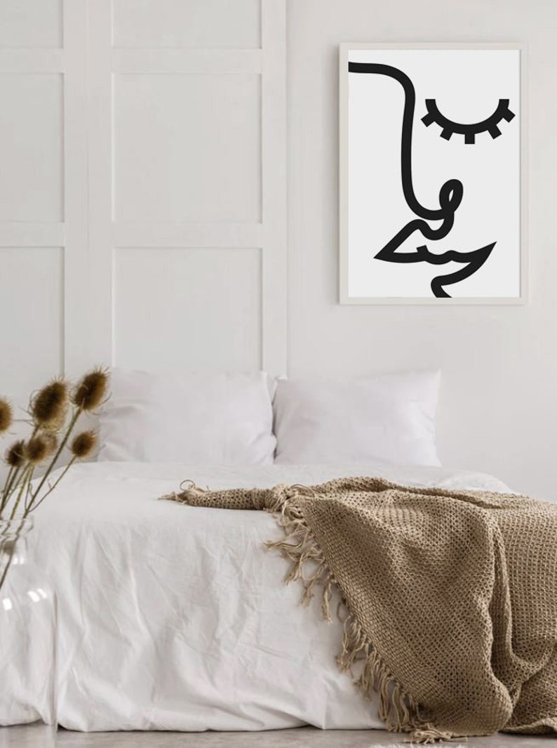 Abstract Portrait Line Art Print Abstract Wall Art Modern Etsy