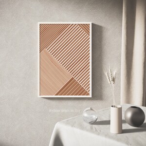 Cartel de rayas, arte de pared geométrico, impresiones de terracota, arte de pared imprimible, cartel abstracto moderno, arte de líneas, impresión descargable, cartel minimalista imagen 4