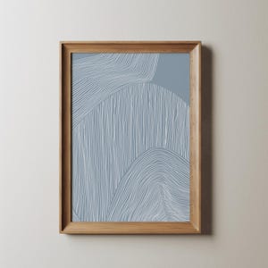 Impresión artística de línea azul, arte de pared azul y blanco, impresión abstracta moderna, decoración de sala de estar, arte de pared de guardería