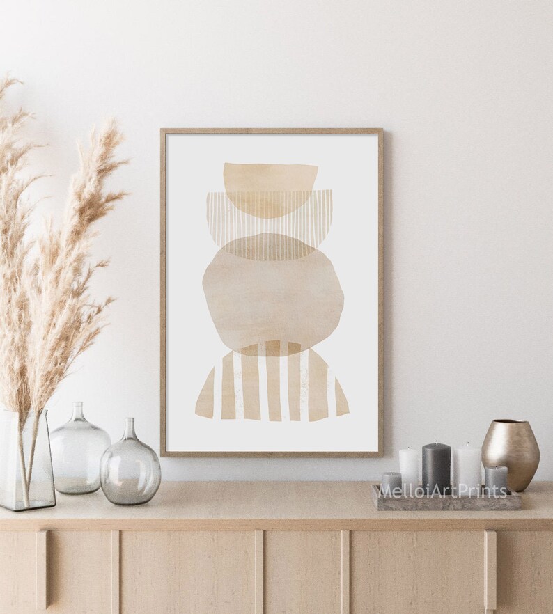 Earth Tone Abstract Art Beige Gray Print Neutral Color Wall Etsy