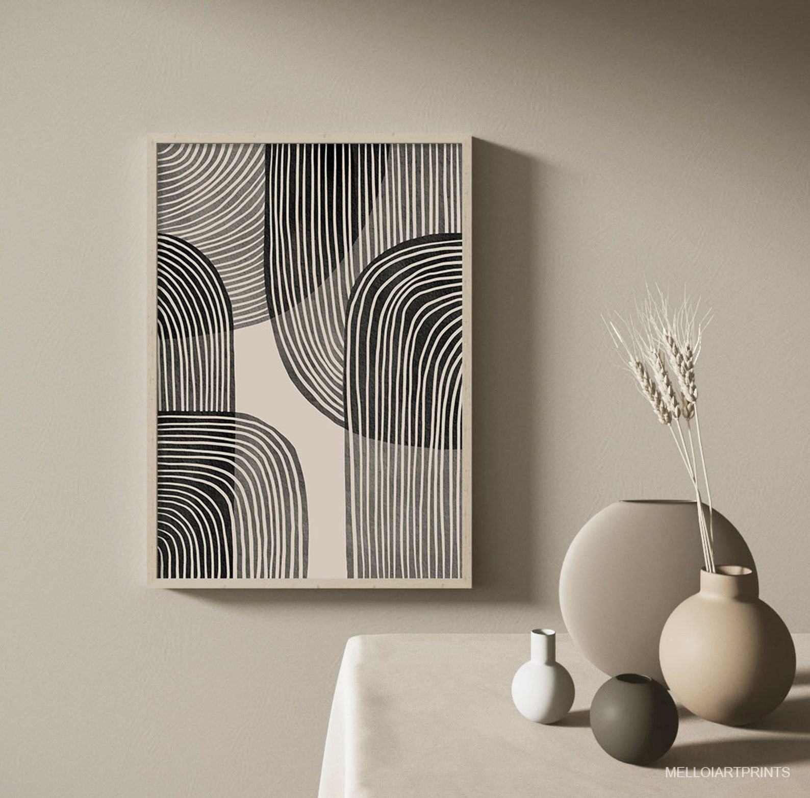 Black Beige Swirl Art Black Beige Abstract Art Print Large Etsy