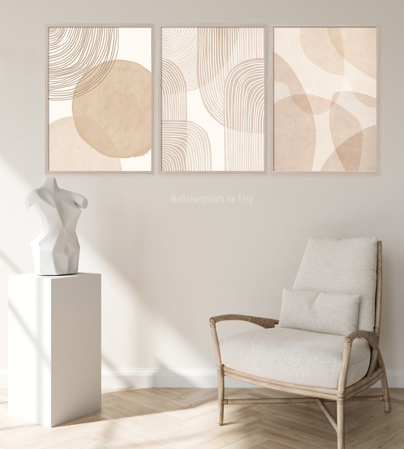Beige Wall Decor Set of 3 living room Decor minimalist Etsy UK