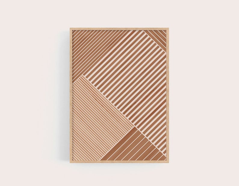 Cartel de rayas, arte de pared geométrico, impresiones de terracota, arte de pared imprimible, cartel abstracto moderno, arte de líneas, impresión descargable, cartel minimalista imagen 1