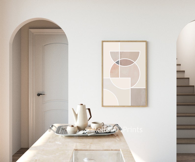 Geometrischer Erdton Kunst Beige Braun Druck Neutrale Farbe | Etsy