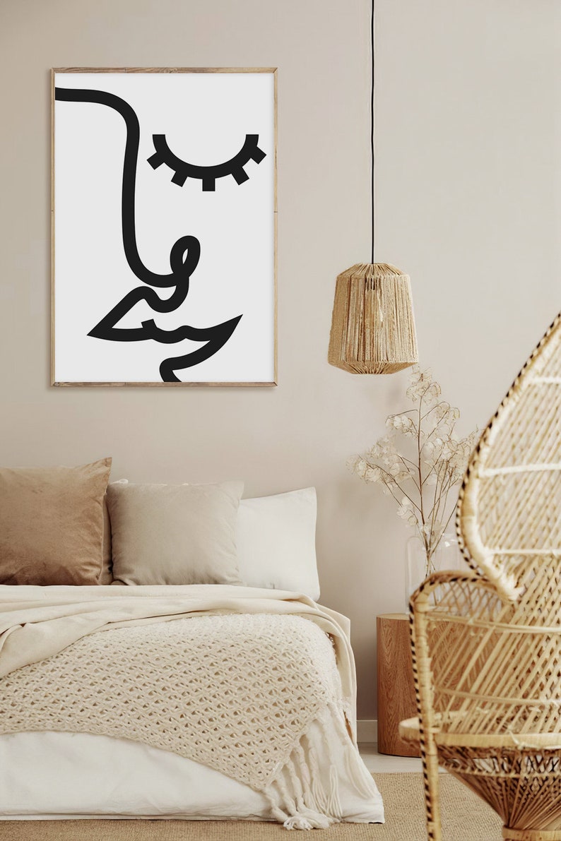 Abstract Portrait Line Art Print Abstract Wall Art Modern Etsy