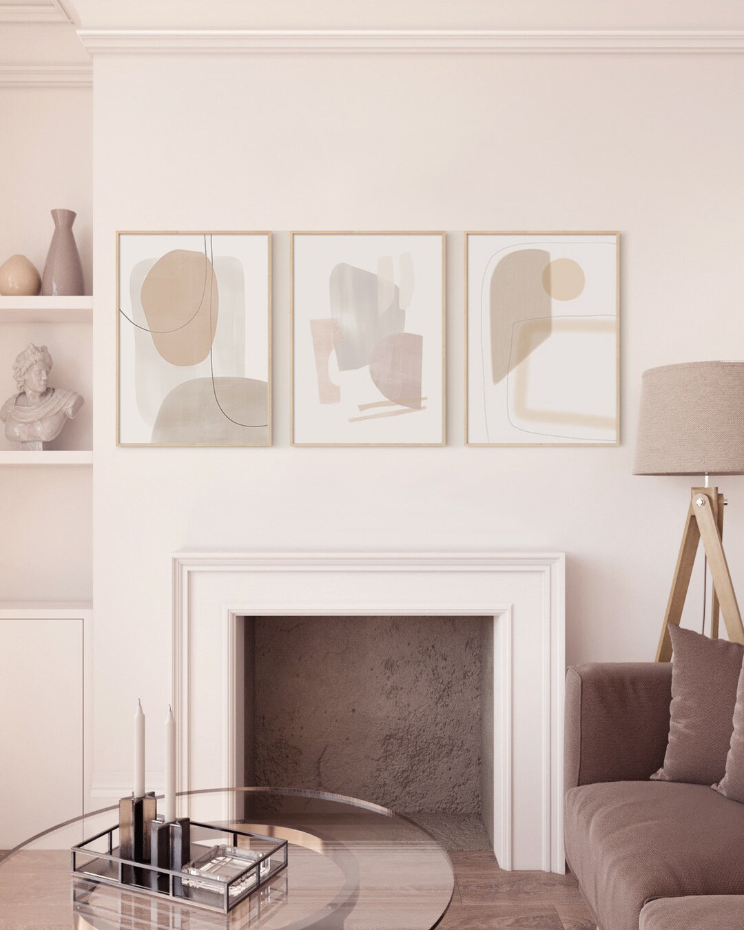 Living Room Wall Decor, Set of 3 Print, Boho Decor Set, Abstract Wall ...