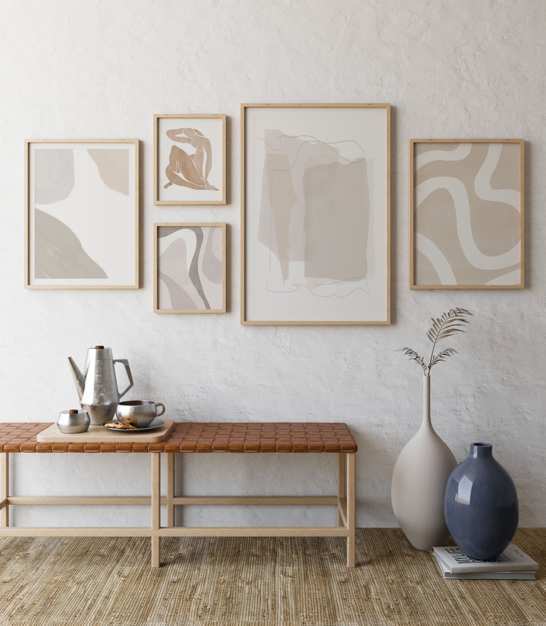 Set of 5 Abstract Prints, Digital Print, Modern Art, Gallery Art Set ...