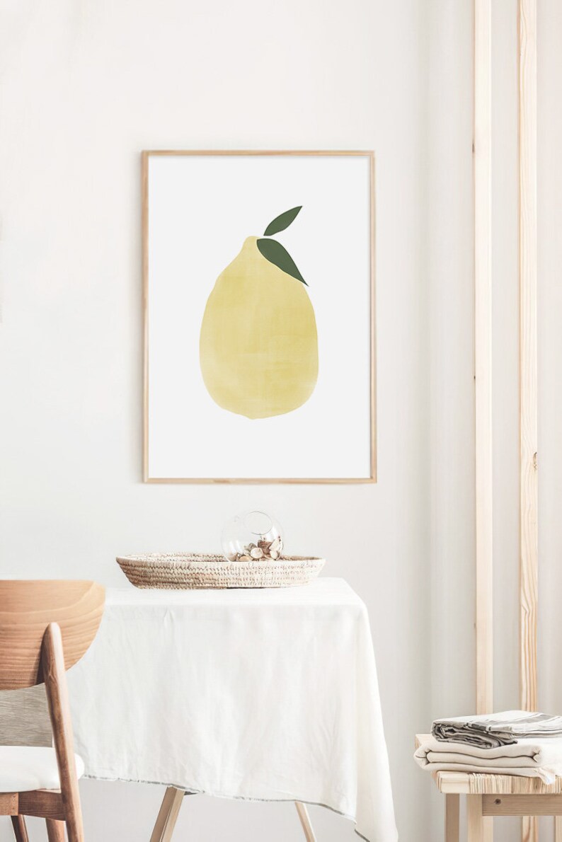 Lemon Print Kitchen Wall Art Instant Download Boho Decor Etsy