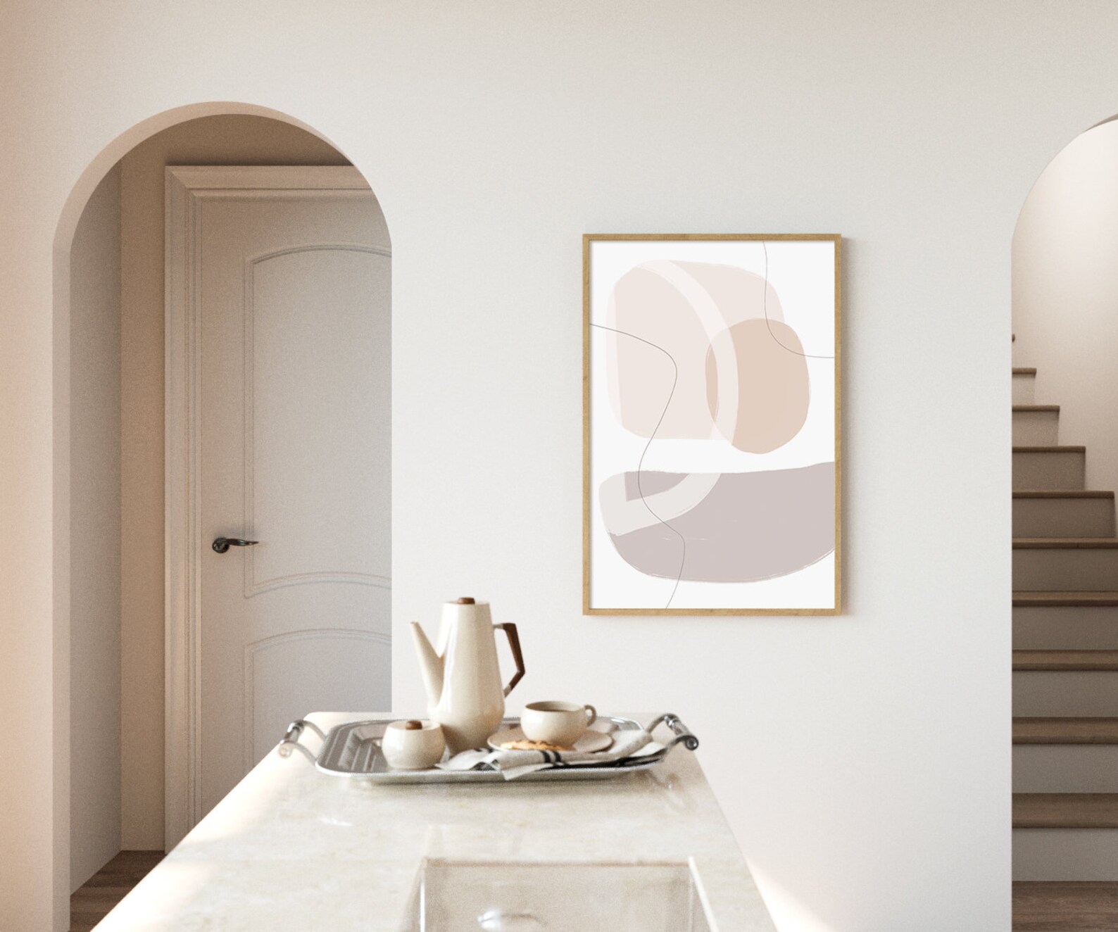 Set of 3 Abstract Line Art Prints Abstract Geometric Digital Etsy