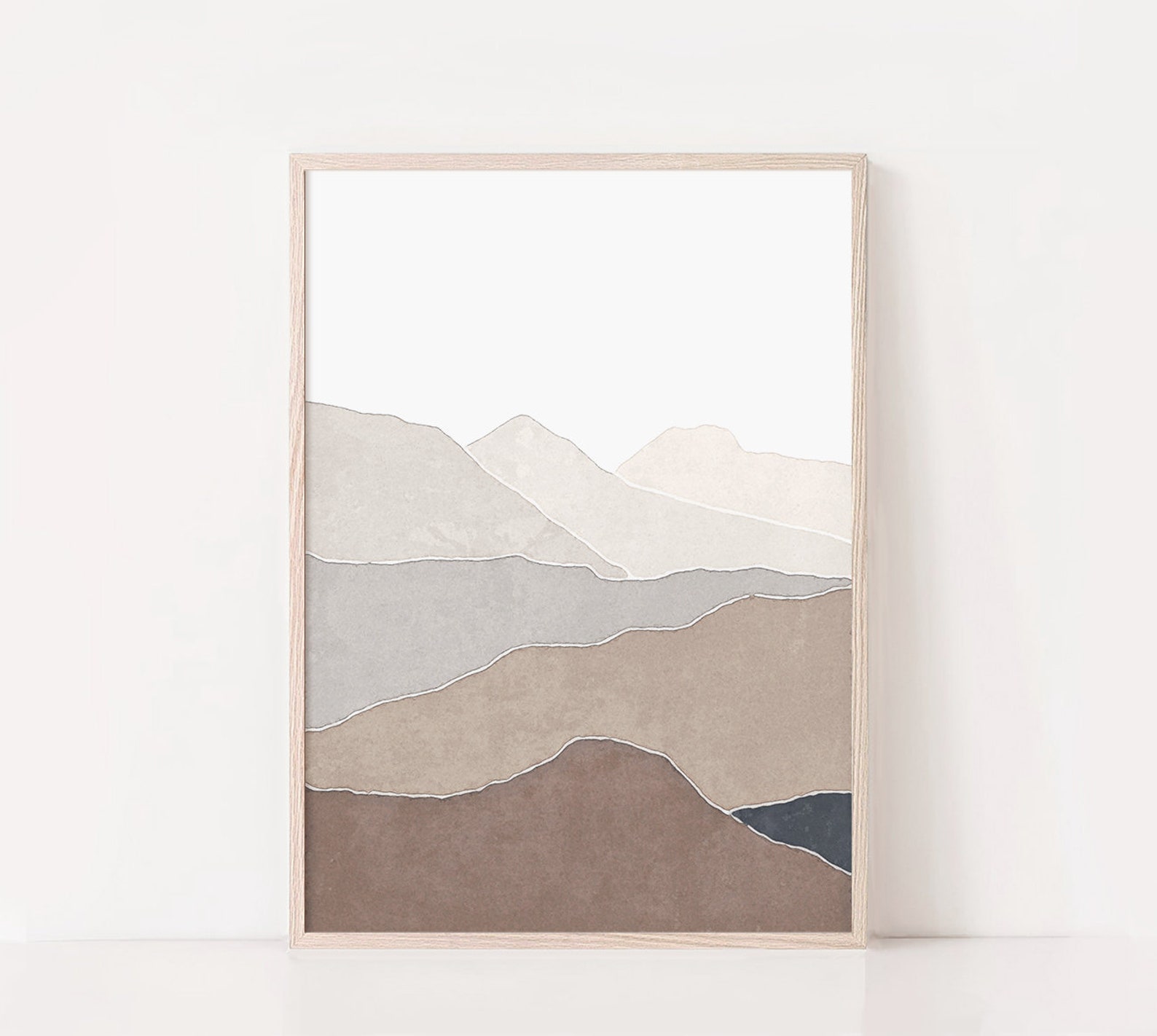 Brown Beige Mountain Wall Art Digital Print Beige Landscape Etsy UK