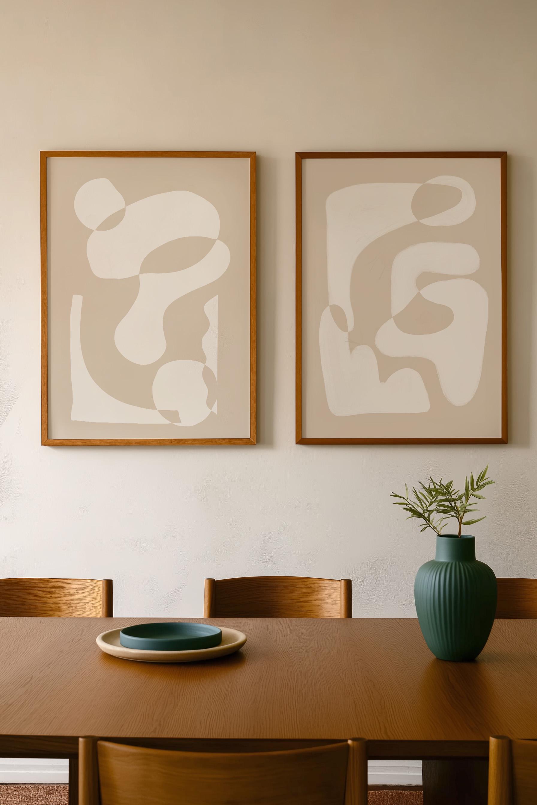 モダンインテリアアートポスター ミニマリストデコ ホームデコ 50x70cm ボーホー ウォールアートプリント ボーホー ウォールデコ ミッドセンチュリー モダンウォールアート 3枚セット 抽象幾何学プリント ブラック ベージュ  テラコッタ ミニマリスト アート ナチュラルフレーム キャンバスプリント アートワーク リビングルーム バスルーム ベッドルーム 壁装飾