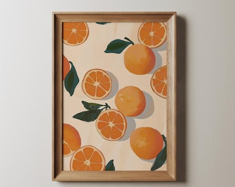 Orange Fruit Art Print: Modern Kitchen Botanical Illustration (Digital Download)