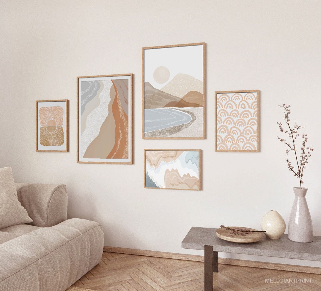Set of 5 Prints, Abstract Beach Art, Gallery Art Set, Boho Decor ...