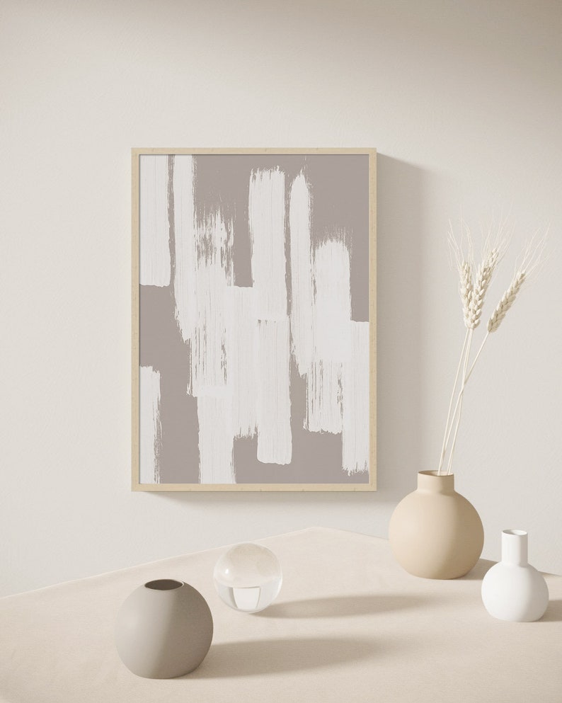 Gray Beige Abstract Art Minimalist Painting Gray White Etsy