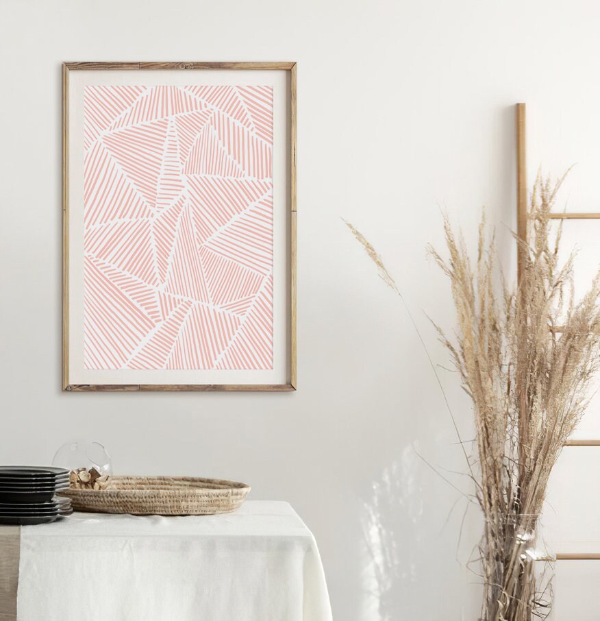 Set of 3 Black Pink Prints Pink Modern Wall Decor Mid Etsy