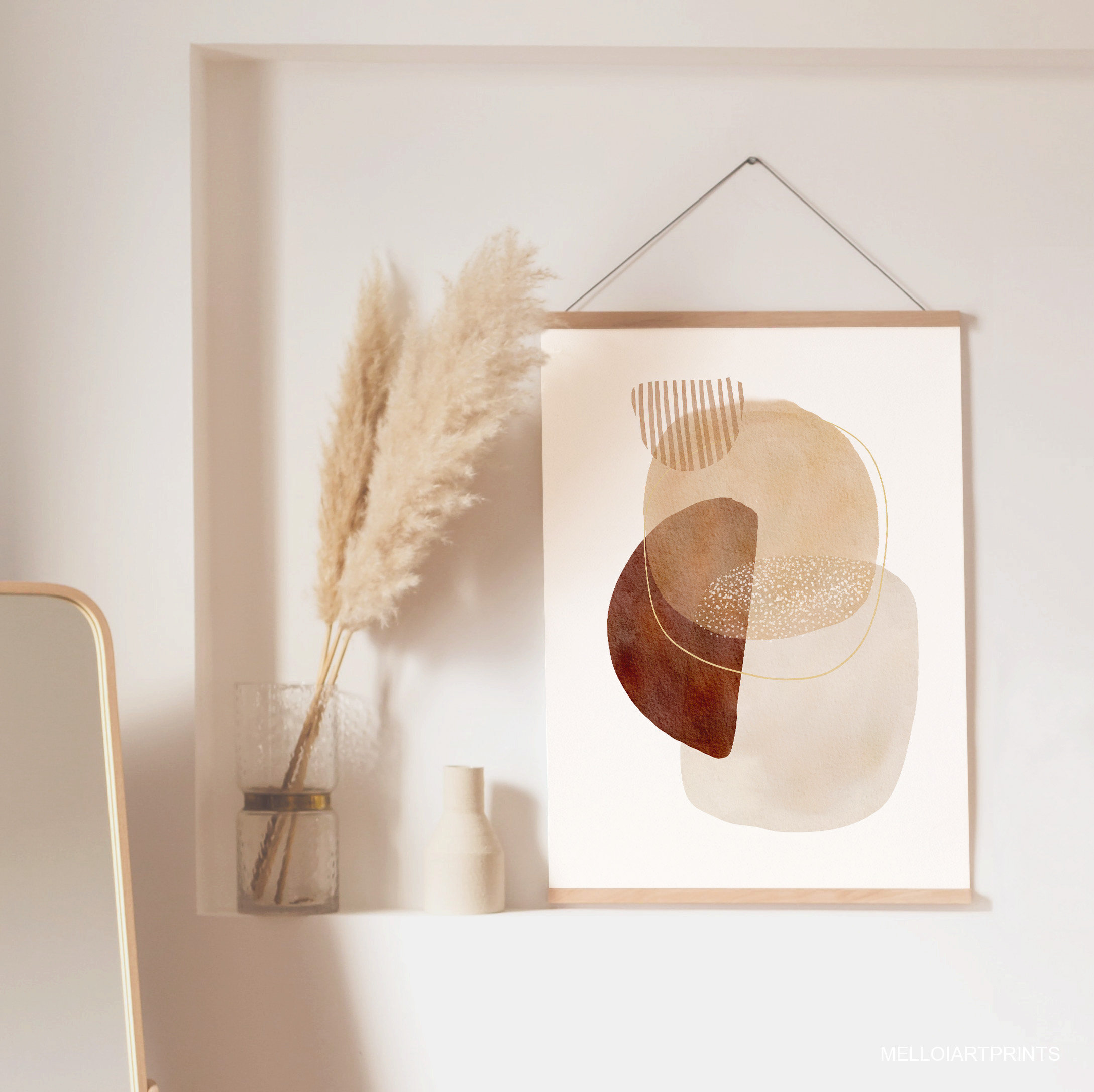 Beige Brown Print Neutral Color Wall Art Earth Tone Abstract Etsy UK