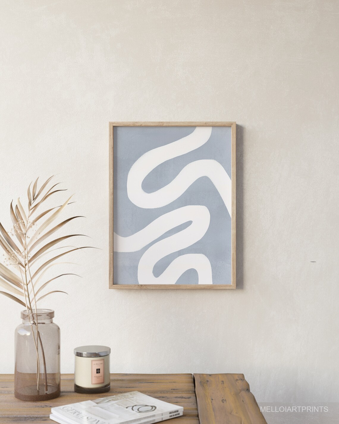 Blue Abstract Print Pastel Blue Wall Art Mid Century Art Etsy