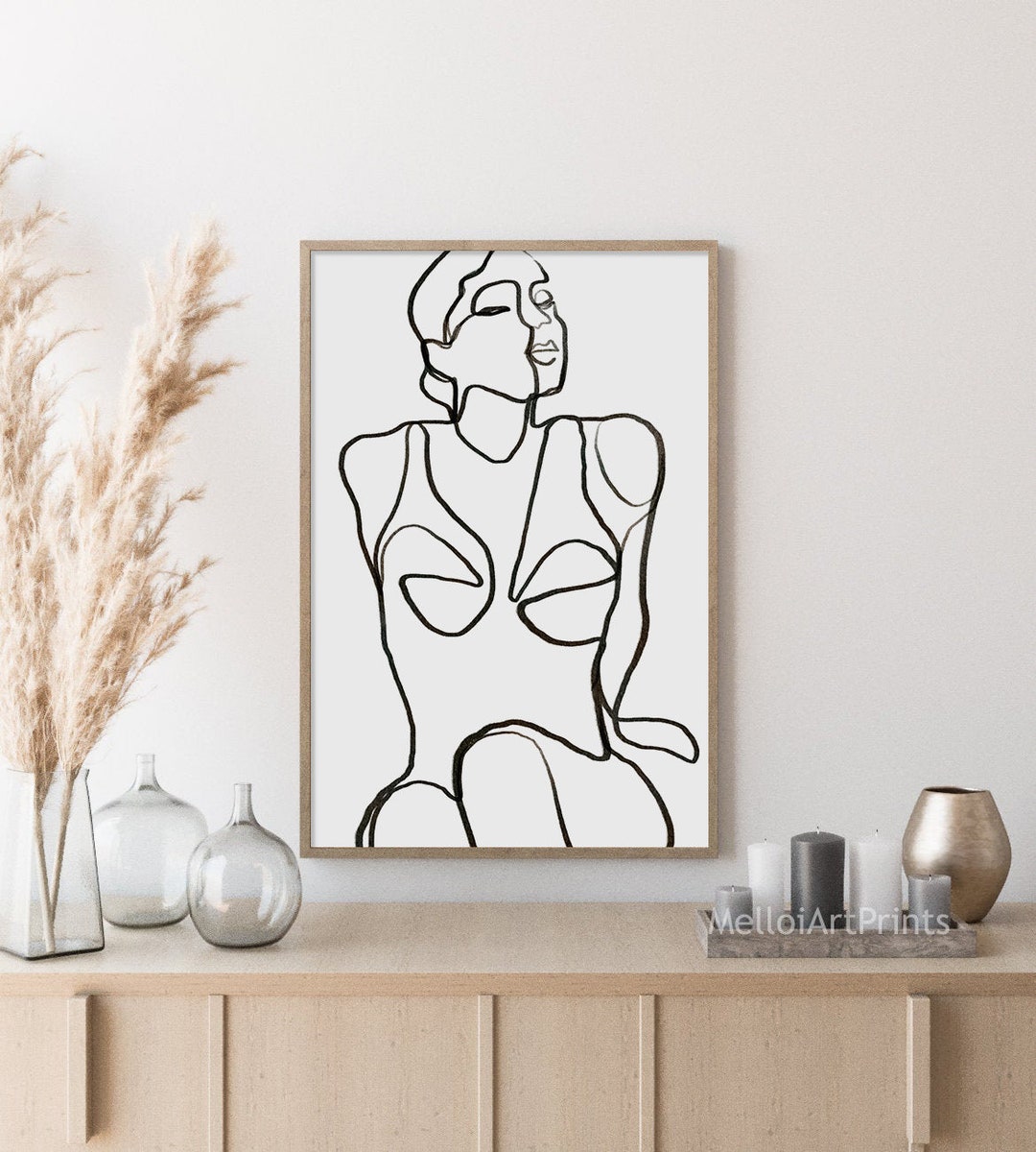 Woman Line Art Print: Abstract Minimalist Wall Decor (digital Print) - Etsy