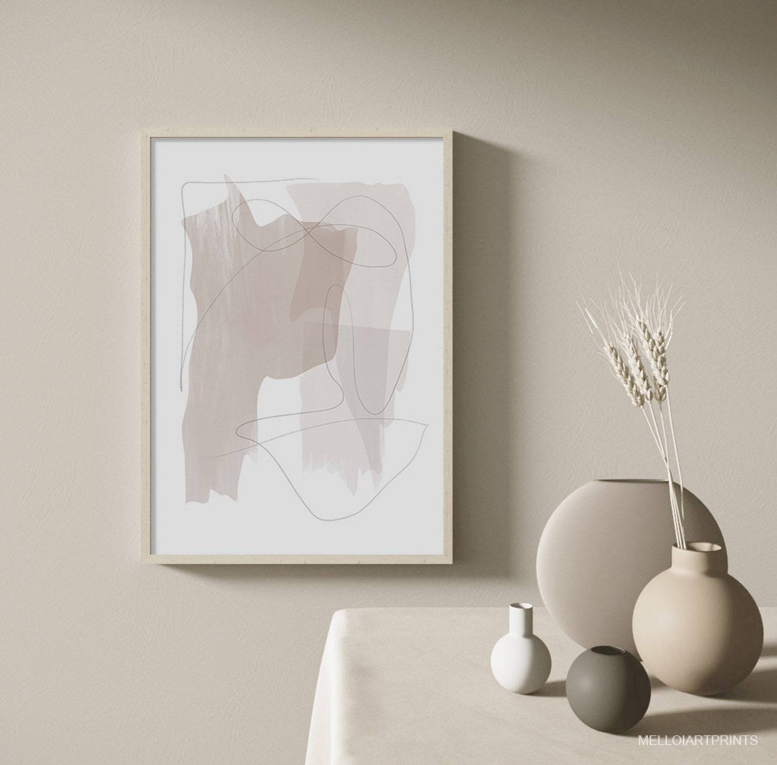 Neutral Abstract Art Beige Gray Print Neutral Color Wall Etsy