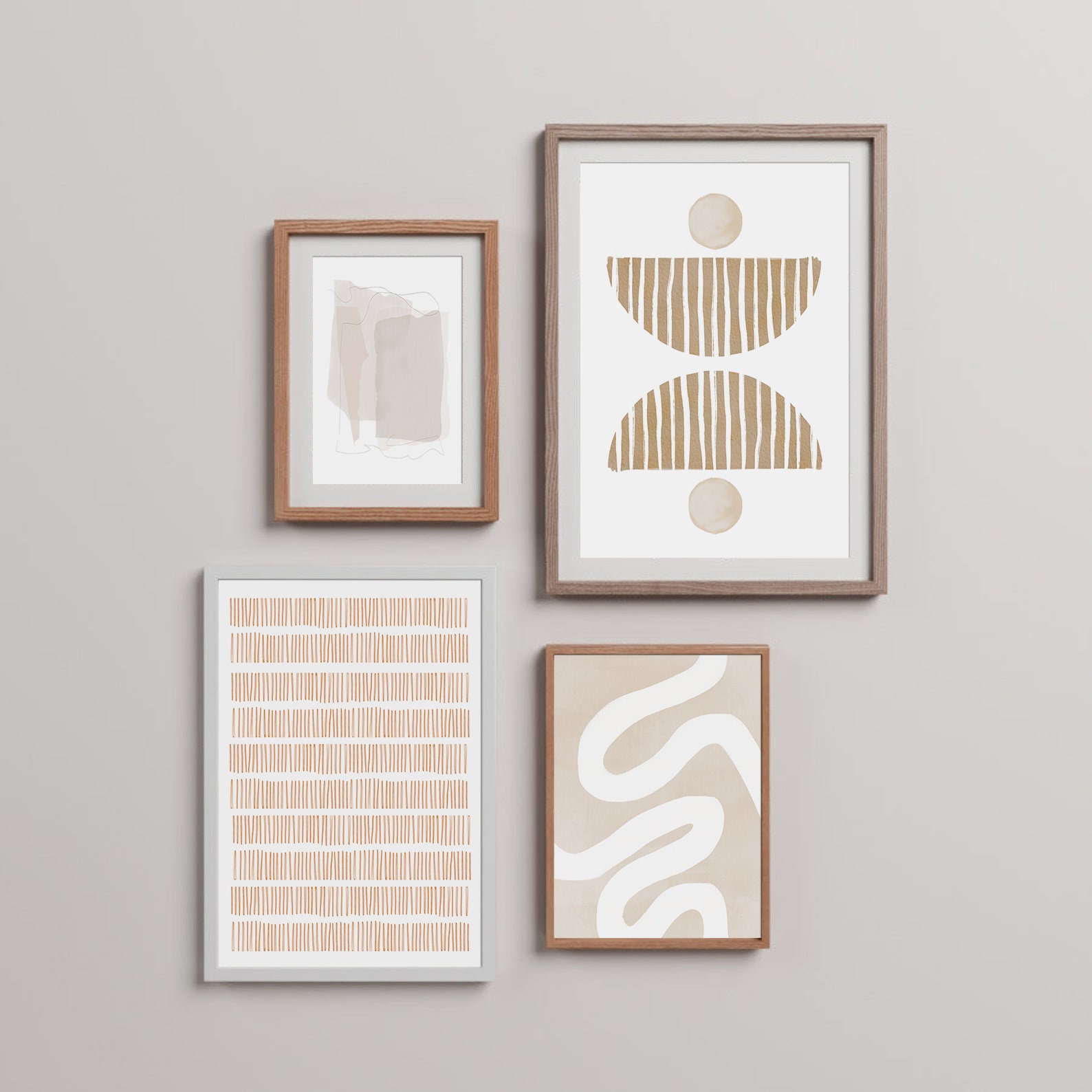 Living Room Art Set Set of 4 Prints Beige Wall Set Boho Etsy