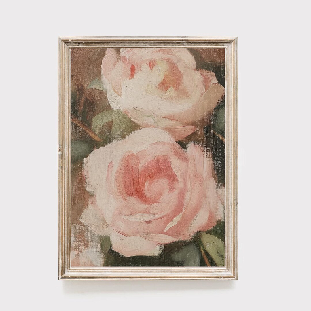 Pink Rose Wall Art, Blush Floral Print, Romantic Botanical Painting ...