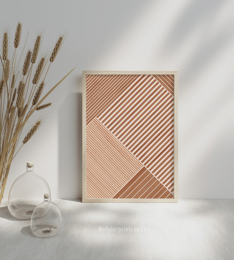 Cartel de rayas, arte de pared geométrico, impresiones de terracota, arte de pared imprimible, cartel abstracto moderno, arte de líneas, impresión descargable, cartel minimalista imagen 3