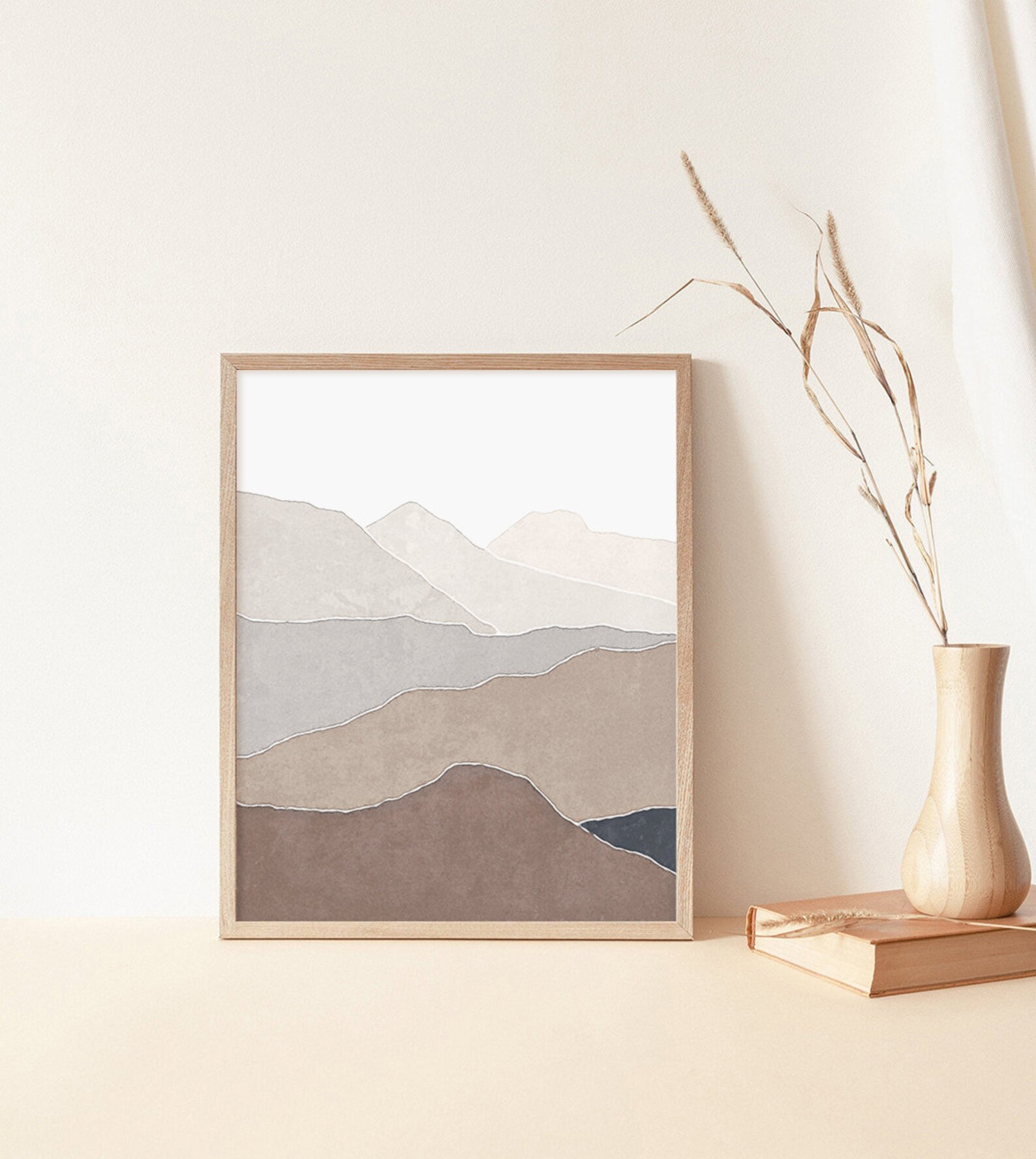 Brown Beige Mountain Wall Art Digital Print Beige Landscape Etsy