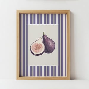 Fig Print, Purple Kitchen Wall Art, Botanical Fruit Watercolor, Modern Food Illustration, Kitchen Decor, Dining Room Art, Restaurant Print