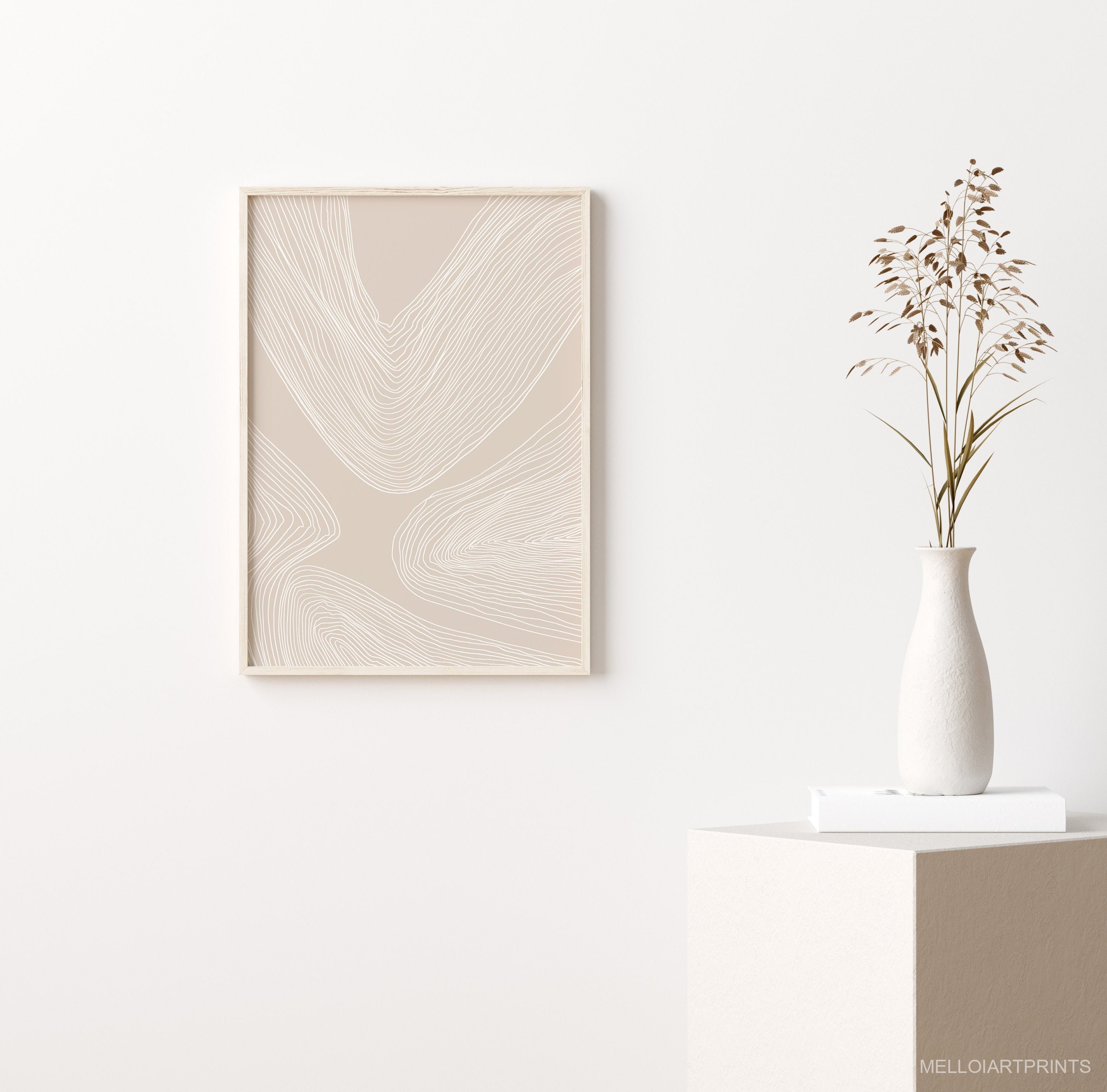 Modern Wall Art Neutral Print Staircase And Vases Digital Painting Gift. Abstract Printable Poster home decor Minimalist wall art