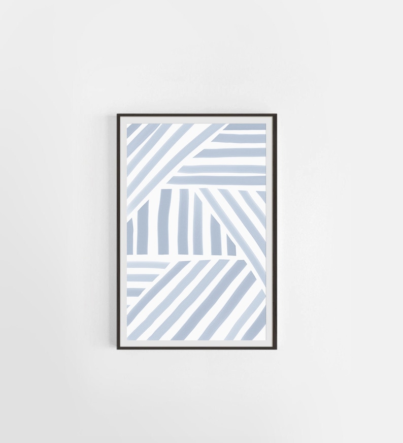 Baby Blue Print, Blue Stripe Art Print, Digital Wall Art, Large Print, Nursery Wall Decor, Kids Room Decor, Modern Abstract Minimalist Print image 3