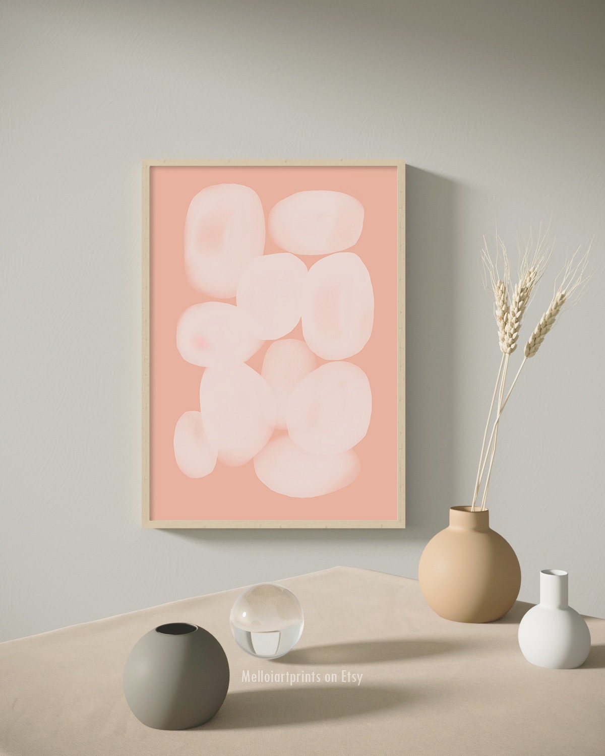 Peach Pink Wall Set Boho Decor Set of 4 Prints Mid Century Etsy