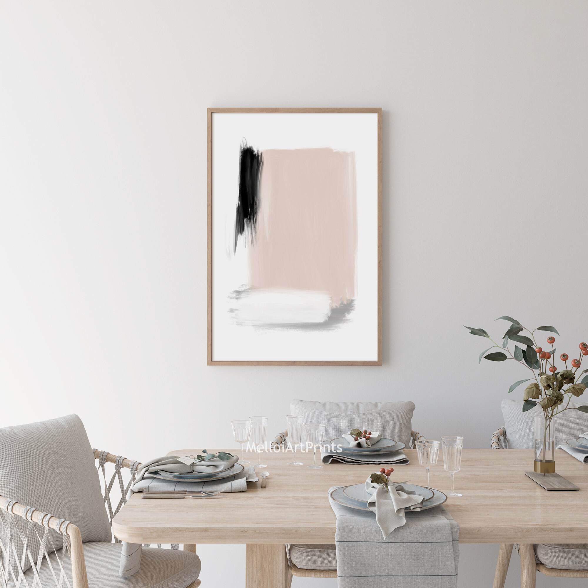 Pale Pink Gray Art Print Abstract Wall Art Modern Wall Art Etsy