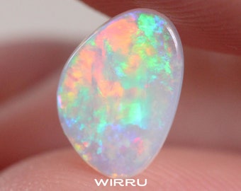 Australian Opal 0.67ct - 7.5 x 10.5mm Natural Multicoloured Crystal Opal - October Birthstone - Polished Gemstone - Pastel Opal Ring Stone