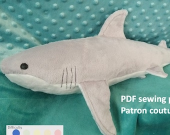 PDF Pattern for a Realistic Plush Rocky White Shark
