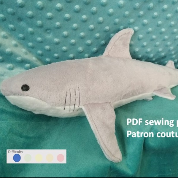 Rocky White Shark plush pattern realistic PDF pattern