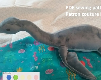PDF-Schnittmuster Malo der Plesiosaurus Plüschdinosaurier