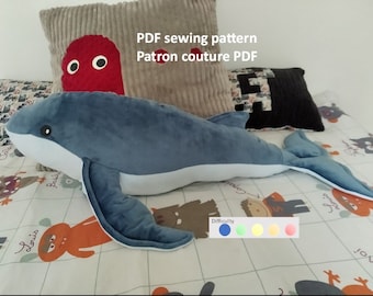 PDF Pattern Giant Whale 78 cm Giant Whale Humpback Whale sewing pattern plush