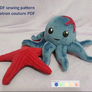 PDF Pattern Suzie the Octopus plush Patron couture Suzie la pieuvre