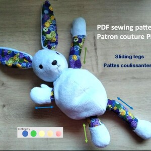 Modello PDF Coniglio peluche con gambe scorrevoli Coniglio Doudou con gambe scorrevoli Gambe Filou che si allungano