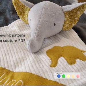 Modello PDF Doudou Elefante peluche Elefante grigio e giallo