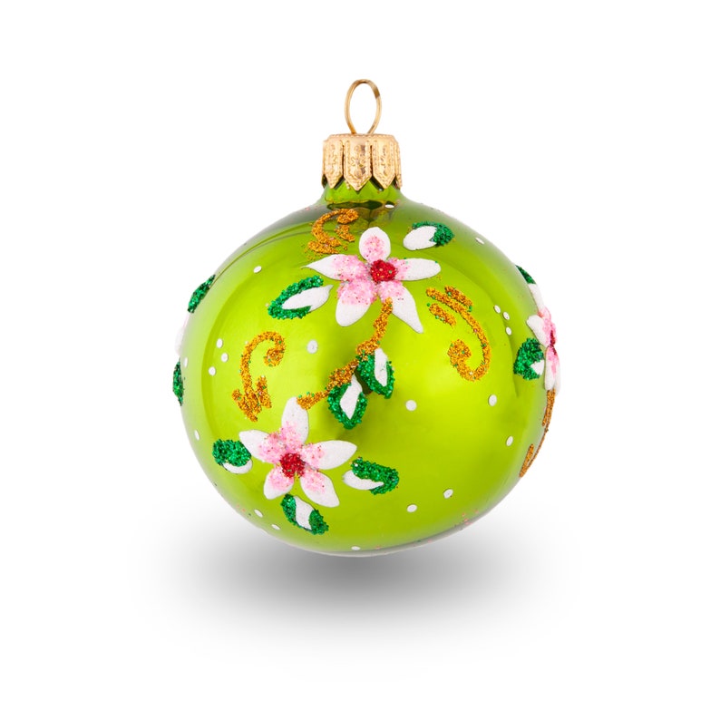 Buttercup 2.4 Hand Painted Christmas Tree Glass Bauble Etsy