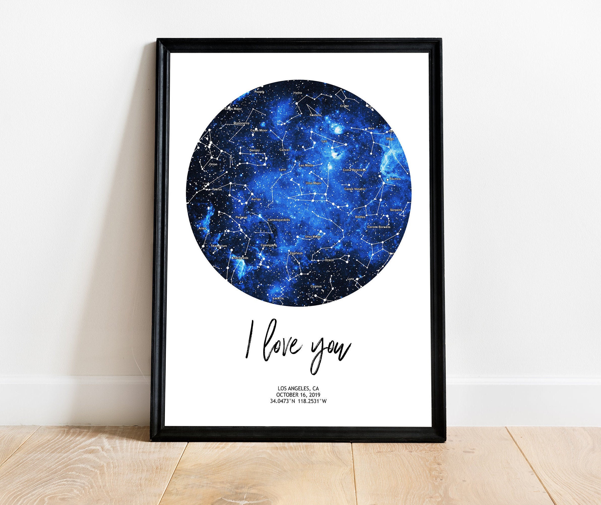 Mapa de estrellas por fecha regalo de 1 año para novio mapa Etsy