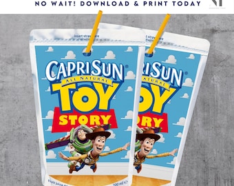 Etiquetas Capri Sun de Toy Story Etiquetas para bolsas de jugo de Toy Story Etiquetas para bebidas imprimibles de Buzz Lightyear Recuerdos de fiesta de Toy Story Descarga instantánea