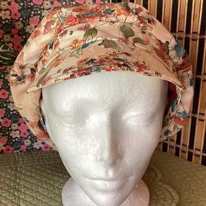 Newsboy Cap, Unisex - Orange and Blue Floral Canvas Fabric - 29.99